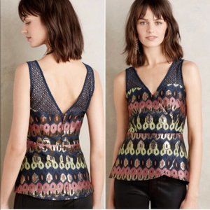 Anthro HD in Paris Metallic Jacquard Peplum Top 4